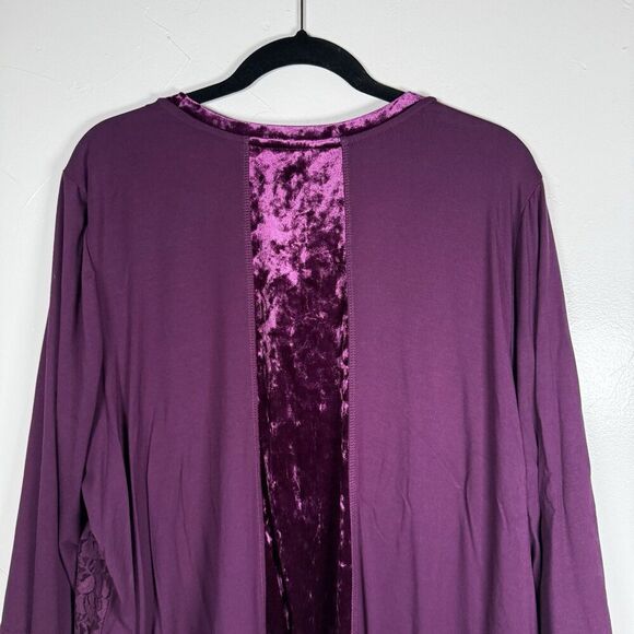 Logo Lavish Purple Velvet Lace Shirt Long Sleeve Size 2X Whimsy Goth Dark - Picture 9 of 16